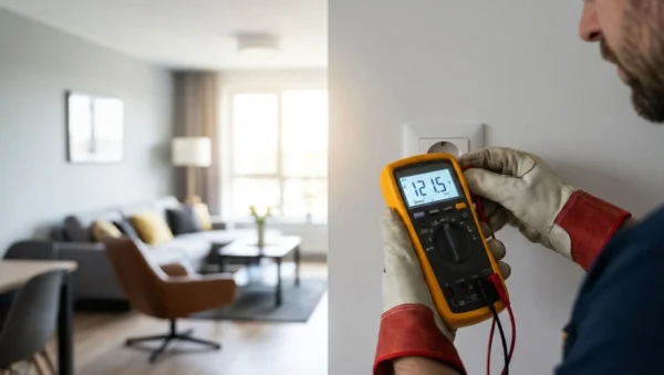 Eletricista realizando manutenção elétrica residencial com ferramentas específicas