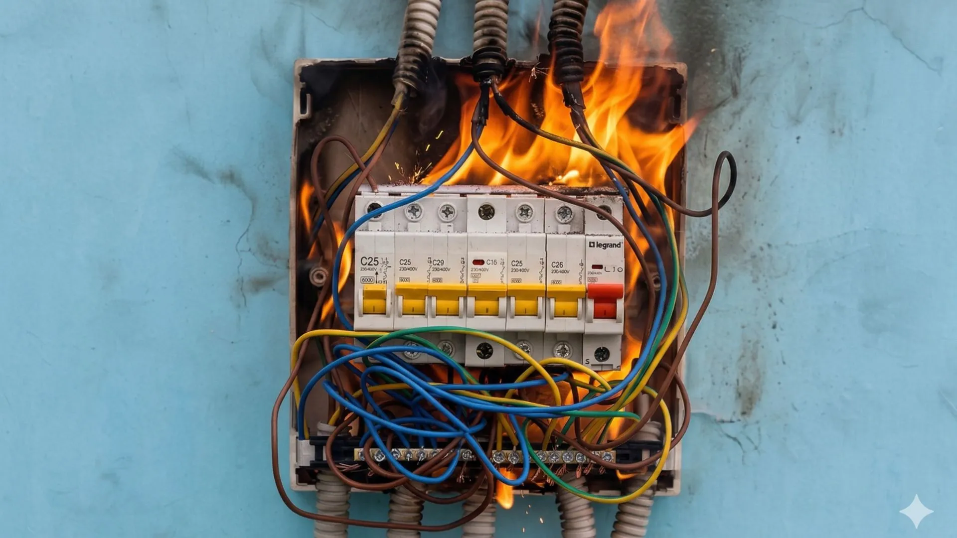 Eletricista profissional diagnosticando cheiro de queimado em instalação elétrica residencial em Cascavel Paraná