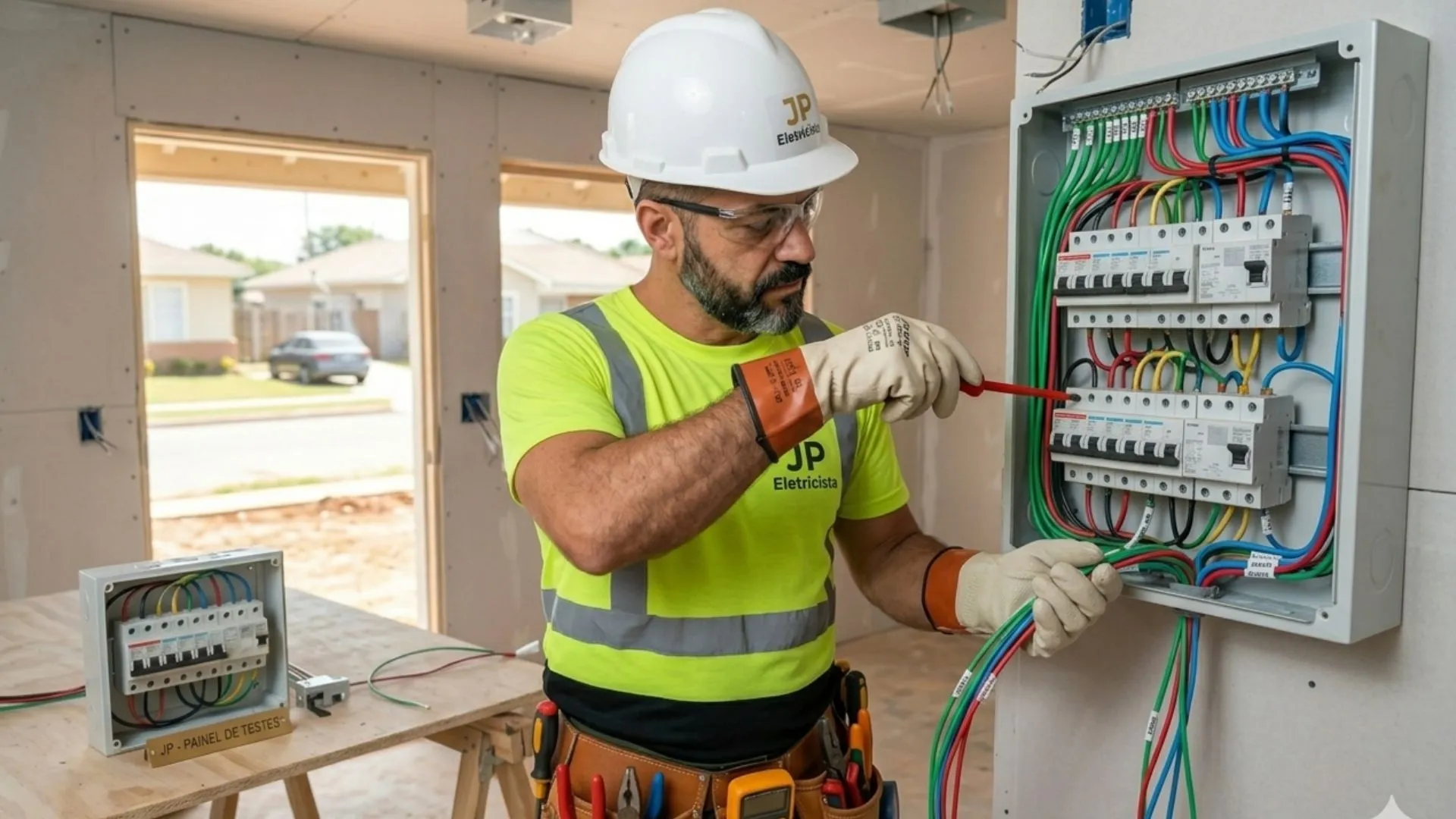 Quadro de energia antigo com disjuntores desatualizados em residência de Cascavel PR antes da troca
