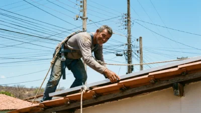 Unidade de armazenamento de energia solar na Bahia com painéis fotovoltaicos